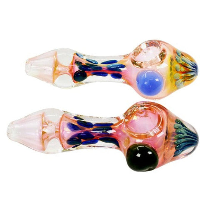 4.5" Flower On Head Heavy Hand Pipe - Design May Vary - (2 Count)-Silicone Hand Pipe