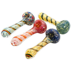 4.5" Frit Head With Rasta Trap Hand Pipe - Design May Vary - (1 Count)-Hand Glass, Rigs, & Bubblers