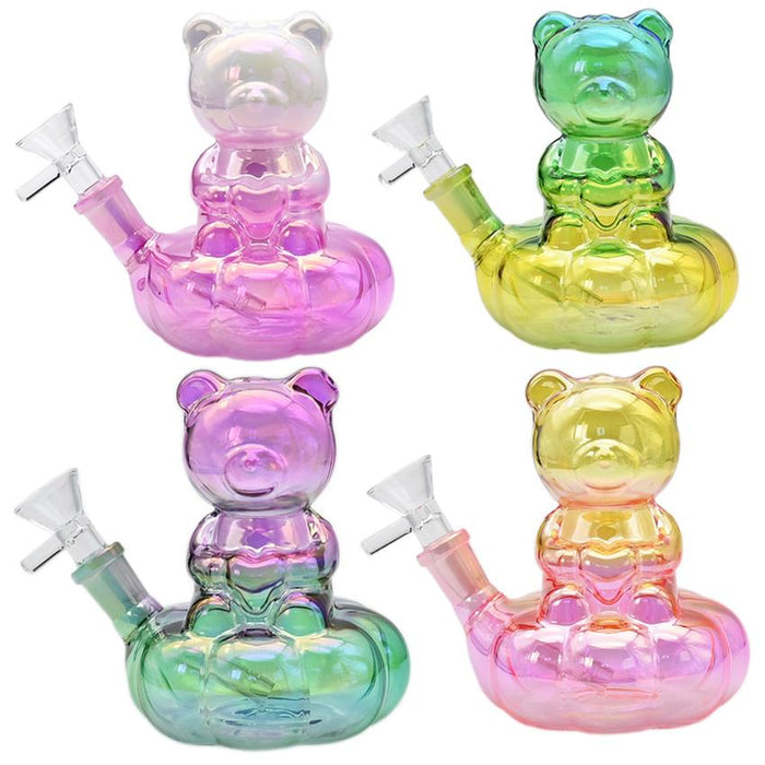 4.5" Sitting Baby Bear Color Gradient Water Pipe - Various Colors - (1 Count)-Hand Pipes, Rigs, & Bubblers