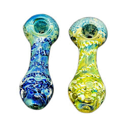 4.5" Slim Body And Diced Carved Hand Pipe - Design May Vary - (1 Count)-Silicone Hand Pipe
