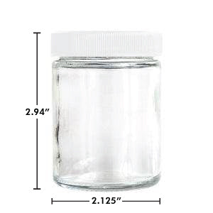 4oz Glass Jar Screw Top - Clear Jar with White Lid (90 - 9,000 Count)-Glass Jars