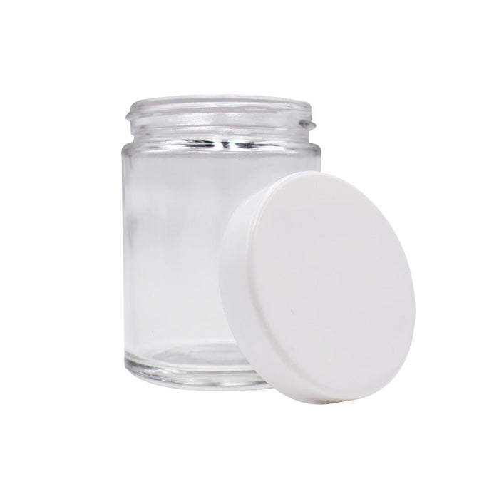 4oz Glass Jar Screw Top - Clear Jar with White Lid (90 - 9,000 Count)-Glass Jars