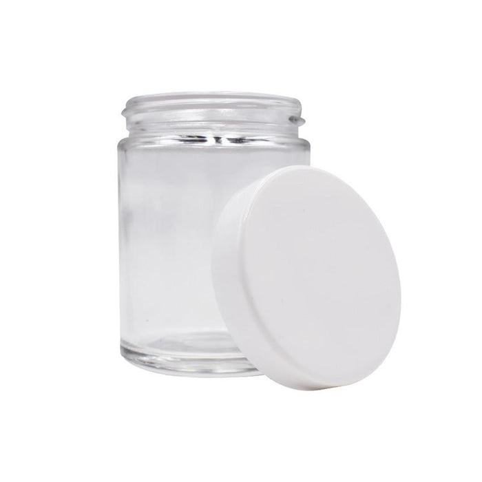 4oz Glass Jar Screw Top - Clear Jar with White Lid With Labels & Application (90 - 9,000 Count)-Glass Jars