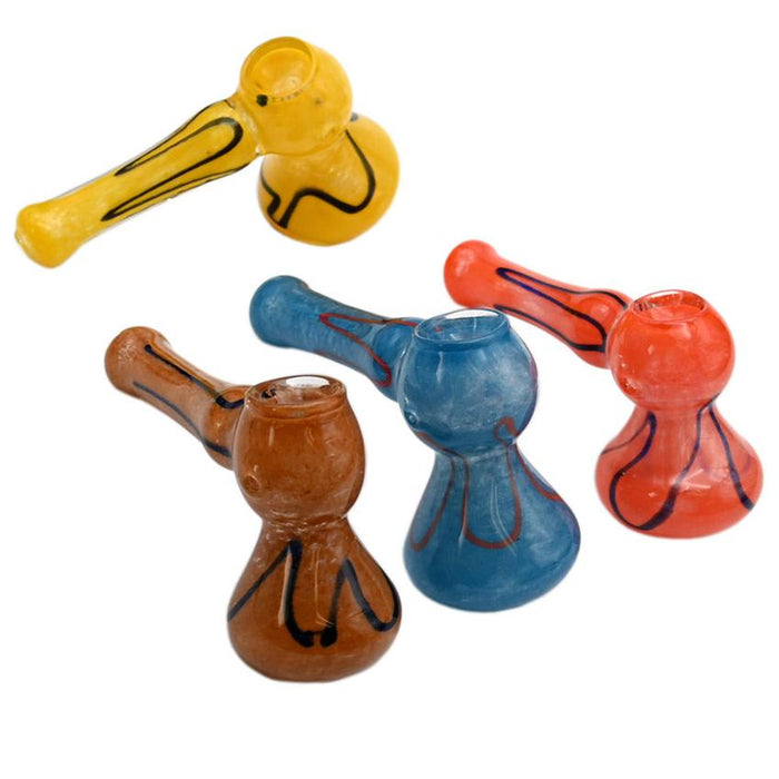 5" Assorted Line Stripe Art Bubbler - Design And Color May Vary - (2 Count)-Hand Pipes, Rigs, & Bubblers