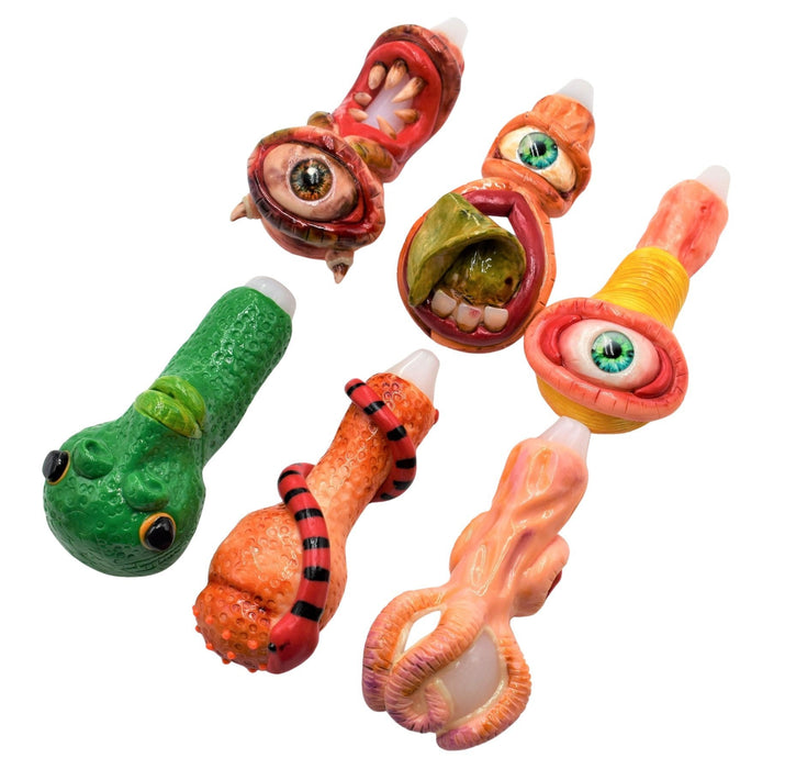 5" Assorted Premium Character Pipe - Color & Design May Vary - (1, 5, or 10 Count)-Hand Glass, Rigs, & Bubblers