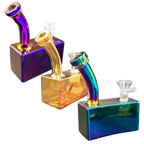 5" Frost Cube Glass Water Bubbler Waterpipe - Design May Vary - (1 Count)-Hand Pipes, Rigs, & Bubblers
