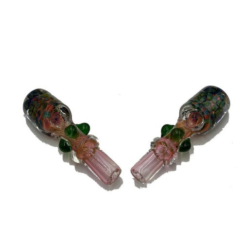 5" Growing Head Gold And Pink Hand Pipe - Design May Vary - (1 Count)-Hand Glass, Rigs, & Bubblers