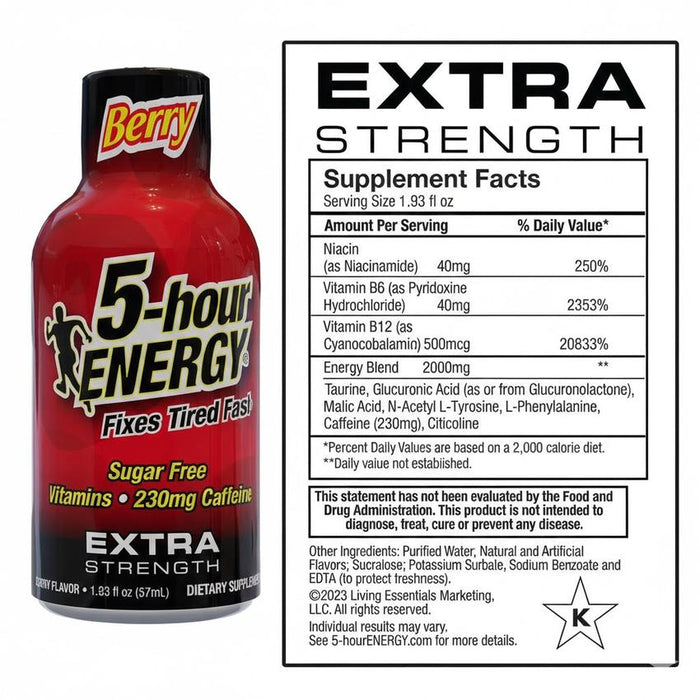 5 Hour Energy Shot Extra Strength - Berry 1.93 oz - (12 Count Display)-Dietary Supplements