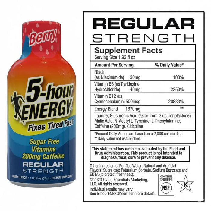 5 Hour Energy Shot Regular Strength - Berry 1.93 oz - (12 Count Display)-Dietary Supplements