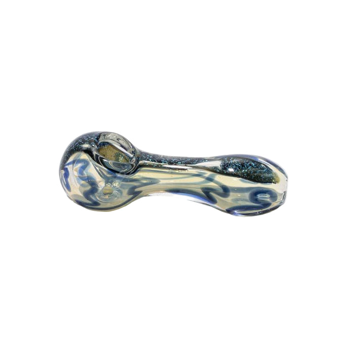 5" Metallic Sparkle Glass Hand Pipe with Blue Swirl - (1 Count)-Hand Pipes, Rigs, & Bubblers