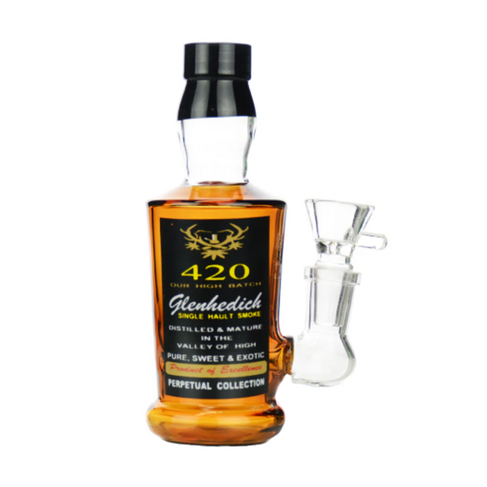 5" Micro Glenhedich Mini Rig L-Line Perc Water Pipe - Liquor Bottle Design - (1 Count)-Hand Pipes, Rigs, & Bubblers