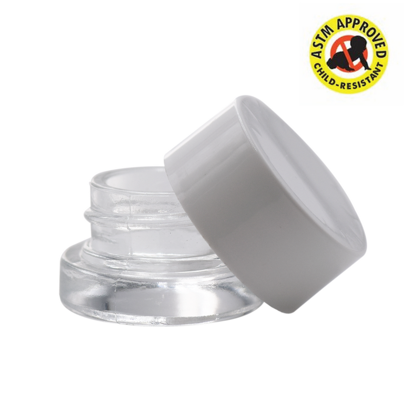 5 mL Glass Child Safe Concentrate Container With Black or White Cap Wi ...