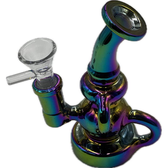 5" Super Mini Bubbler - Electro Plated Rig - Color May Vary - (1 Count)-Hand Pipes, Rigs, & Bubblers