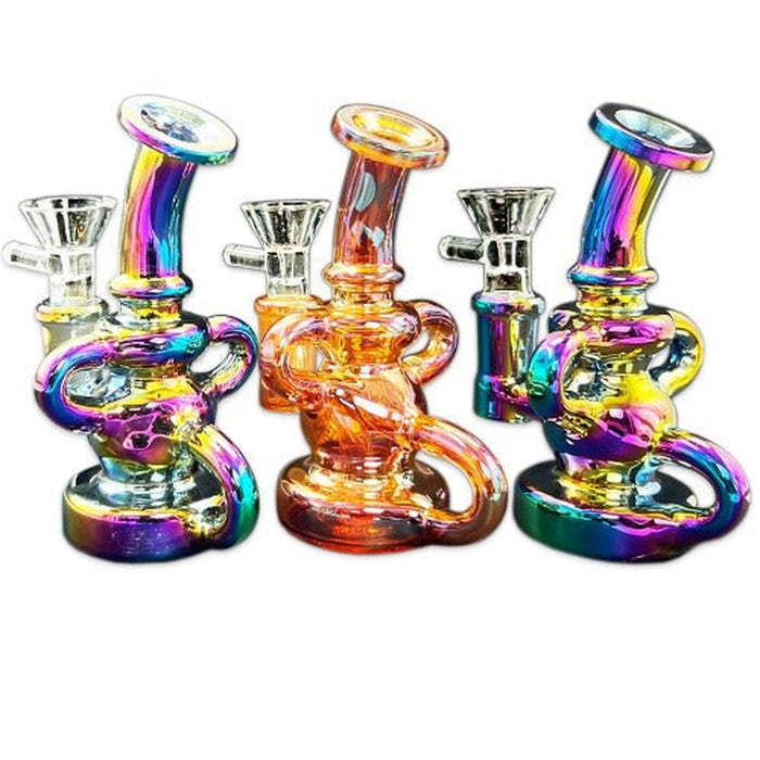 5" Super Mini Bubbler - Electro Plated Rig - Color May Vary - (1 Count)-Hand Pipes, Rigs, & Bubblers