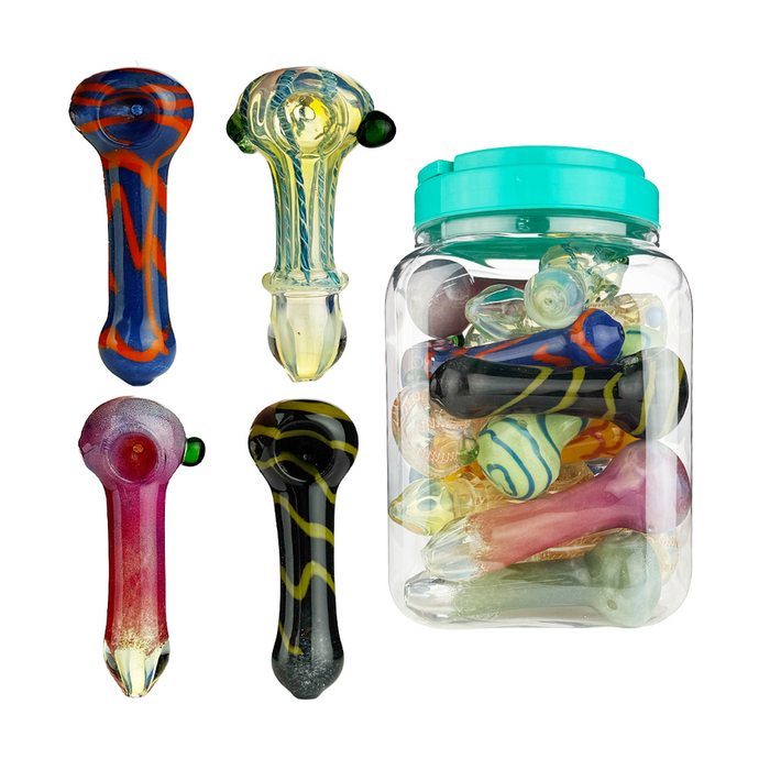 5" Triple Twist Glass Hand Pipe - Assorted - (20 Count Jar )-Hand Pipes, Rigs, & Bubblers