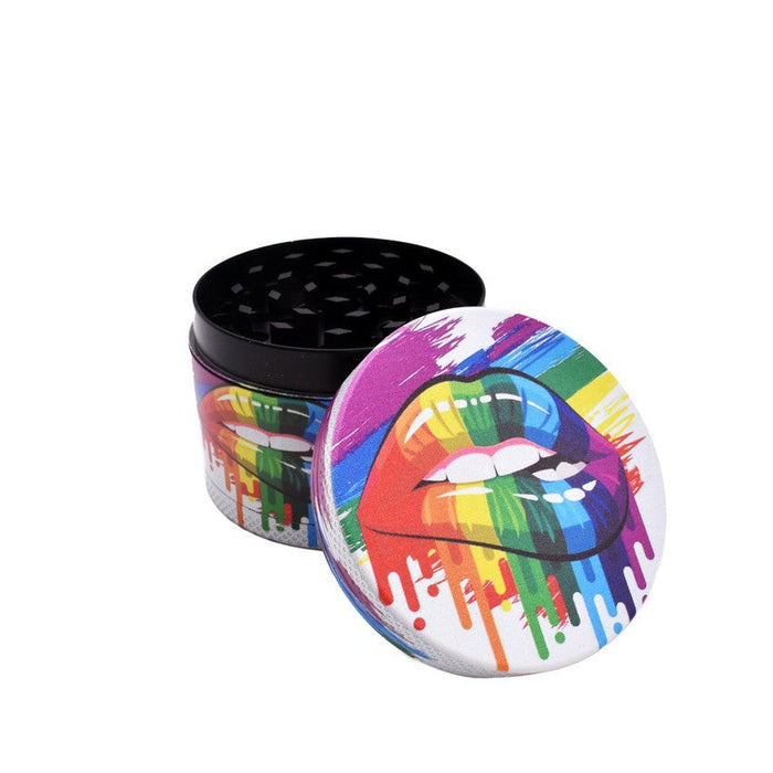 50mm 4 Part Grinder - Rainbow Lips - (1 Count)-Grinders
