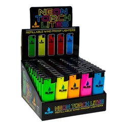 559 - Blink Windproof Lighter Display - Assorted Neon Colors - (50 Count Display)-Lighters and Torches