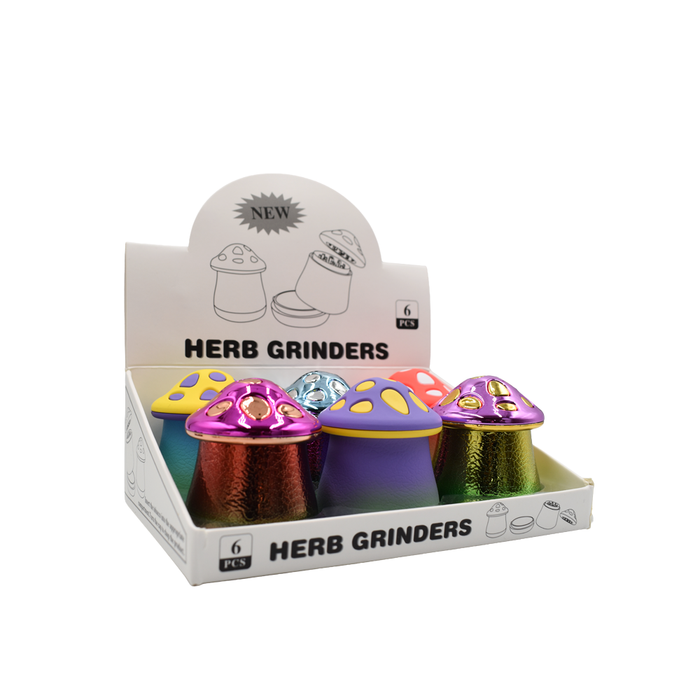 55mm Mushroom Top Grinder - 3 Piece - (6 Count Display)-Grinders-MJ Wholesale