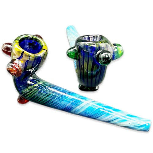 5.5" Color Glass Sherlock Hand Pipe - Design May Vary - (1 Count)-Hand Glass, Rigs, & Bubblers