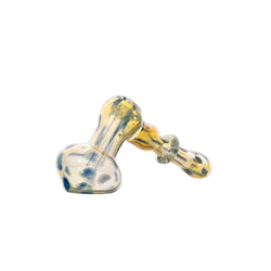 5.5" Fumed Yellow/Blue Frit Hammer Glass Bubbler - (1 Count)-Hand Pipes, Rigs, & Bubblers