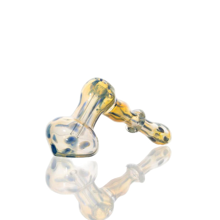 5.5" Fumed Yellow/Blue Frit Hammer Glass Bubbler - (1 Count)-Hand Pipes, Rigs, & Bubblers