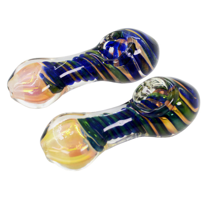 5.5" Heavy Colorful Swirled Glass Pipe - Design May Vary - (1 Count)-Hand Glass, Rigs, & Bubblers