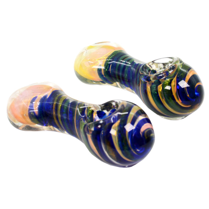 5.5" Heavy Colorful Swirled Glass Pipe - Design May Vary - (1 Count)-Hand Glass, Rigs, & Bubblers