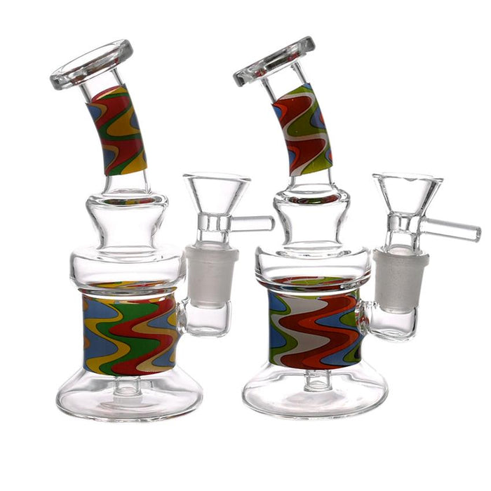 5.5" Swirl Sticker Mini Rig - Color & Design May Vary - (1 Count)-Hand Pipes, Rigs, & Bubblers