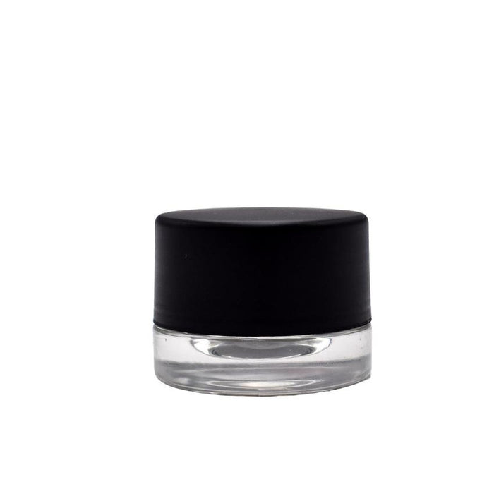 5ml Clear Round Glass Concentrate Jar – Black Cap – (250 Count)-Concentrate Containers and Accessories