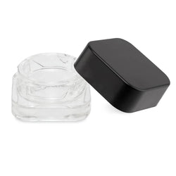 5ml Square Clear Glass Jar With Black Or White Lid - (250 Count)-Concentrate Containers and Accessories