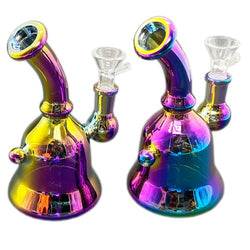 6" Chrome Rainbow Water Bubbler - Design May Vary - (1 Count)-Hand Glass, Rigs, & Bubblers