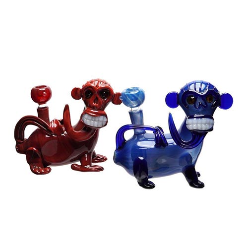 6" Limited Edition Monkey Bubbler - Color May Vary - (1 Count)-Hand Pipes, Rigs, & Bubblers