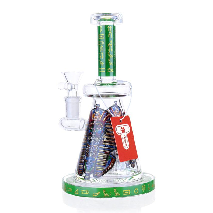 6” Straight Drop Shower Perc Glass WaterPipe – Egyptian Design - Color May Vary - (1 Count)-Hand Pipes, Rigs, & Bubblers