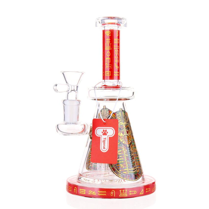 6” Straight Drop Shower Perc Glass WaterPipe – Egyptian Design - Color May Vary - (1 Count)-Hand Pipes, Rigs, & Bubblers