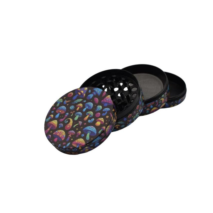 63mm 4 Part Grinder - Colored Shrooms - (1 Count)-Grinders