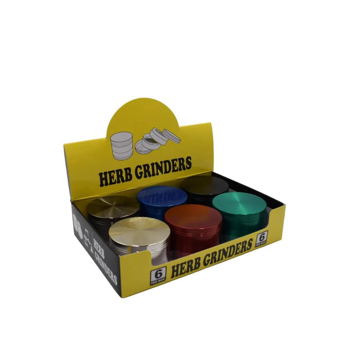 63mm 4 Part Grinder - Mixed Colors - (6 Count Display)-Grinders