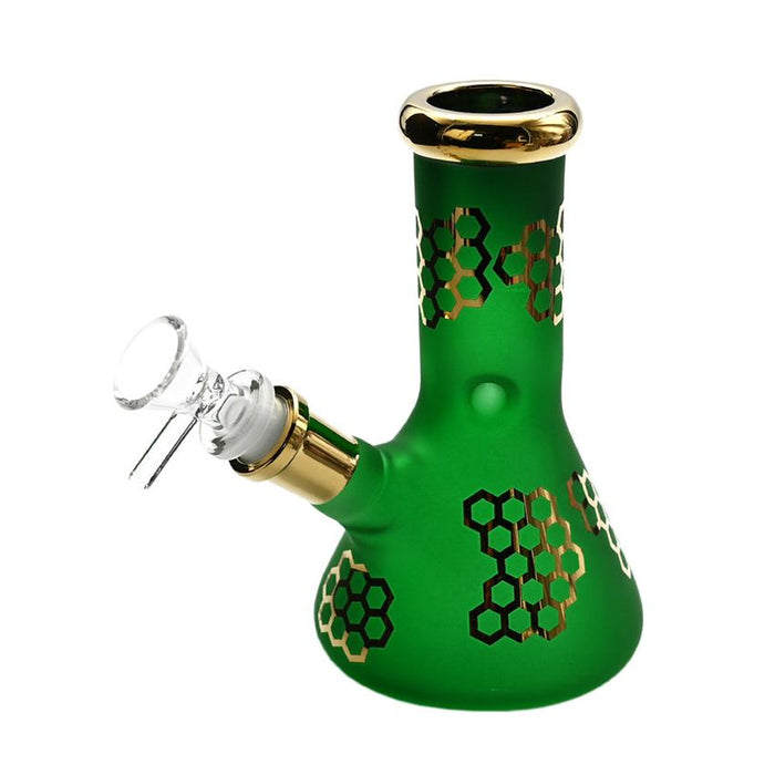 6.5" Green Golden Honeycomb Water Pipe - (1 Count)-Hand Pipes, Rigs, & Bubblers