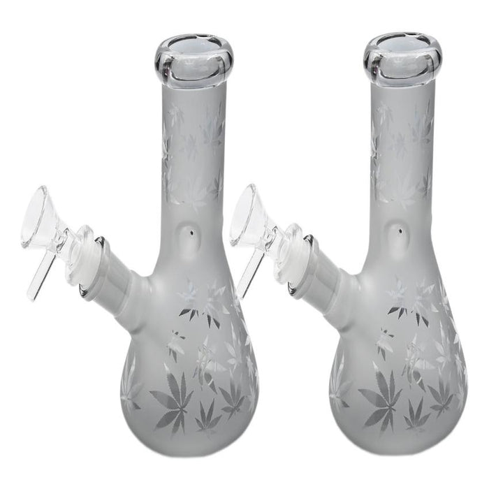 6.5" Leaf Etched Gray Water Pipe - (1 Count)-Hand Pipes, Rigs, & Bubblers