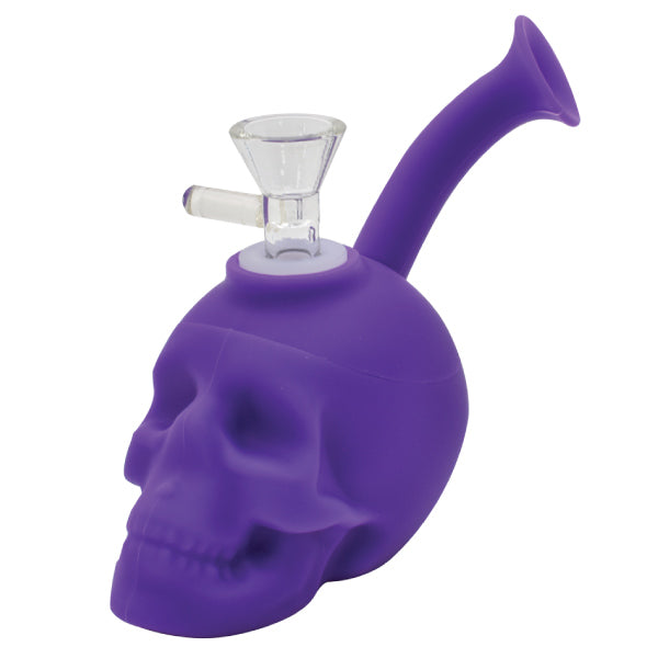 6.5" Silicone Skull Bong - Various Colors - (1 Count)-Hand Pipes, Rigs, & Bubblers