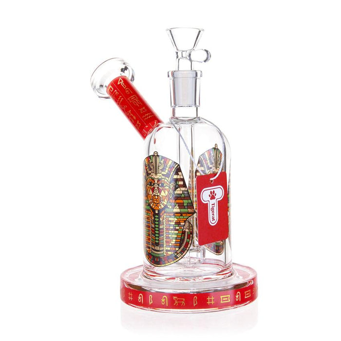 7” Outer Bowl Glass Water Pipe – Egyptian Design - Various Colors - (1 Count)-Hand Pipes, Rigs, & Bubblers