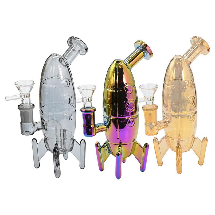 7" Rocket Ship Water Pipe - Color & Design May Vary - (1 Count)-Hand Pipes, Rigs, & Bubblers