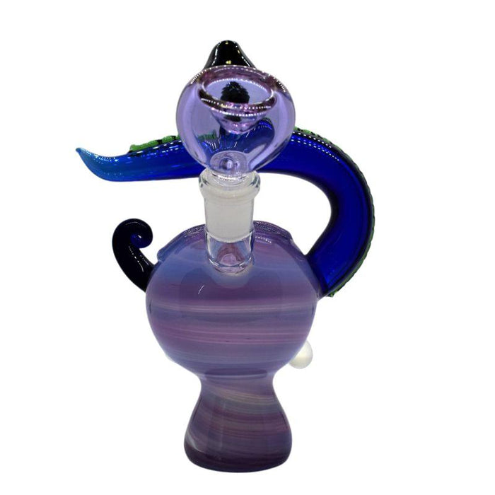 7" Slime Face Fancy Bubbler Built In Downstem - Color May Vary - (1 Count)-Hand Glass, Rigs, & Bubblers