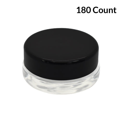 Cosmetic Jars Plastic Lip Balm Beauty Containers with Lids- 3 Gram (Clear /  White / Black Lid) Beauty