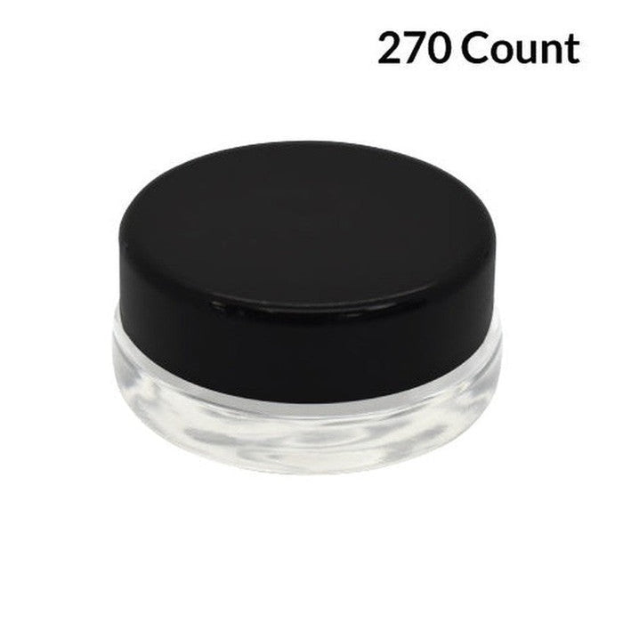 7ml Clear Glass Low Profile Container - Black or White Cap With Labels & Application-Low Profile Jars