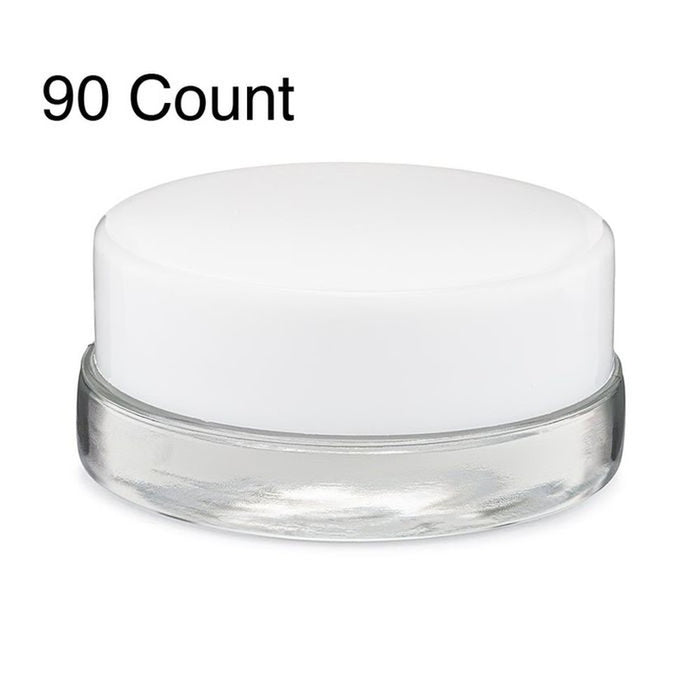 7ml Clear Glass Low Profile Container - Black or White Cap With Labels & Application-Low Profile Jars