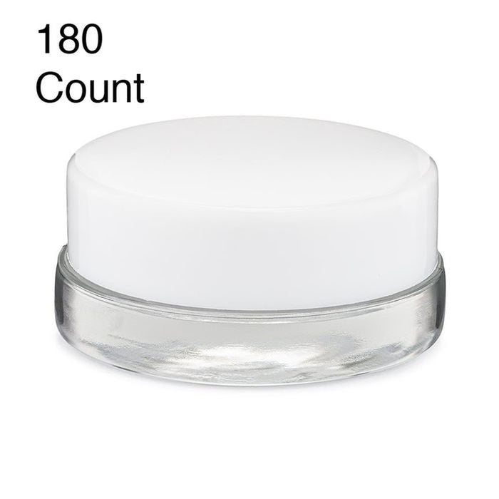 7ml Clear Glass Low Profile Container - Black or White Cap With Labels & Application-Low Profile Jars