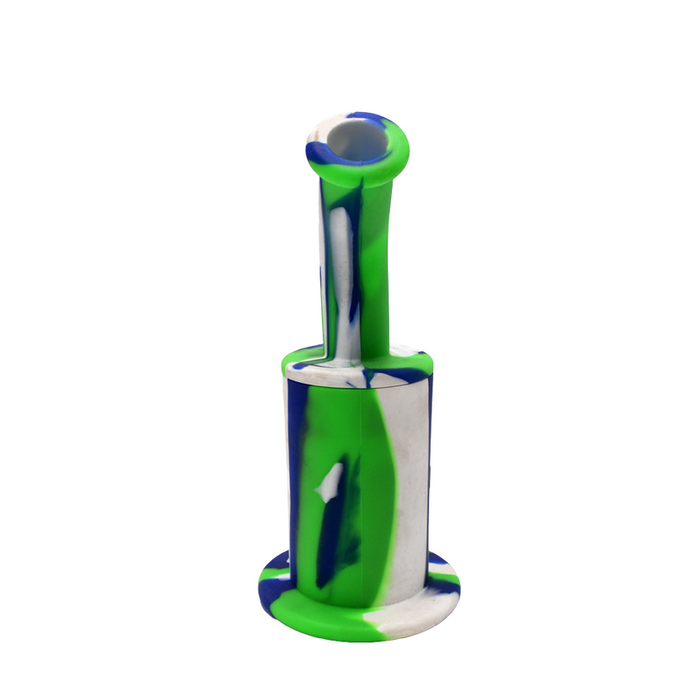 8" Bent Neck Silicone Dab Rig with Male Bangor Bowl - Color May Vary - (1 OR 3 Count) 1 Count-