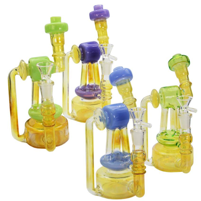 8" Hand Made Triple Legs Recycler Water Pipe - Design And Color May Vary - (1 Count)-Hand Pipes, Rigs, & Bubblers