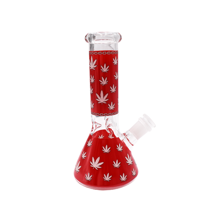 8" Leaf Art Glow Beaker Water Pipe - (1 Count)-Hand Pipes, Rigs, & Bubblers