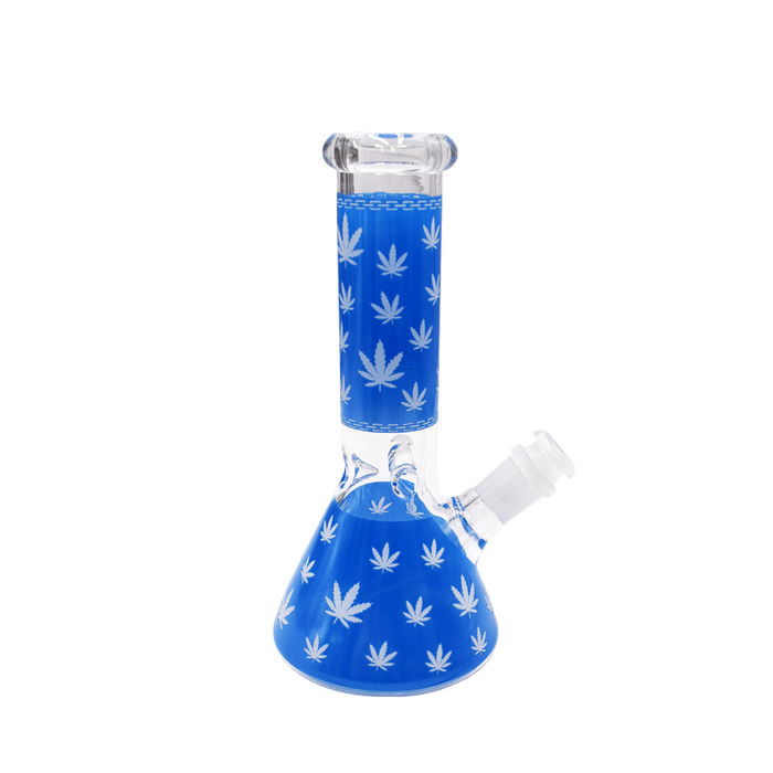 8" Leaf Art Glow Beaker Water Pipe - (1 Count)-Hand Pipes, Rigs, & Bubblers
